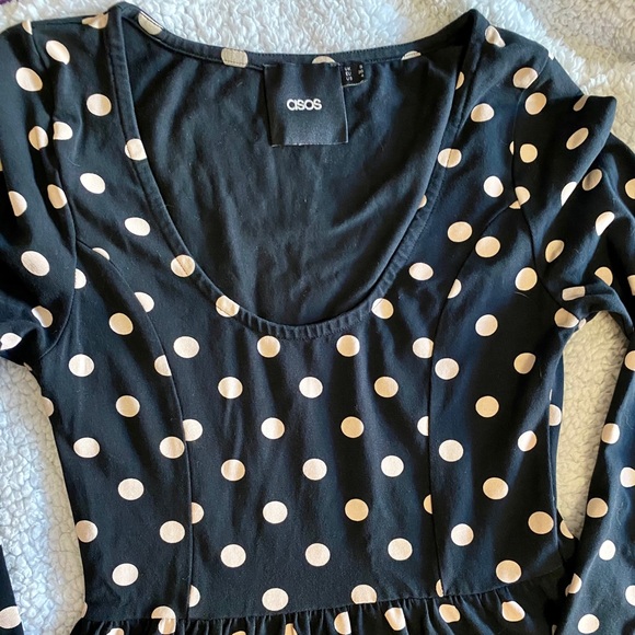 ASOS black x off-white polka dot midi dress - Picture 7 of 7